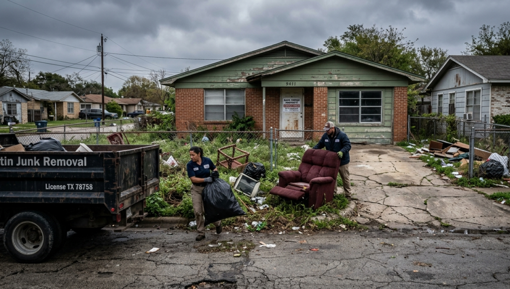 Austin junk removal team hauling debris